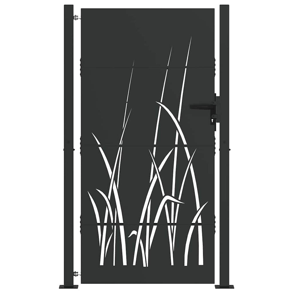 vidaXL Garden Gate Black 110 x 180 cm Powder-Coated Steel