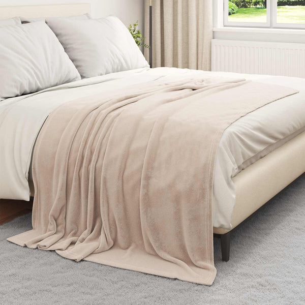 vidaXL Throw Blanket Beige 150 x 200 cm Fleece