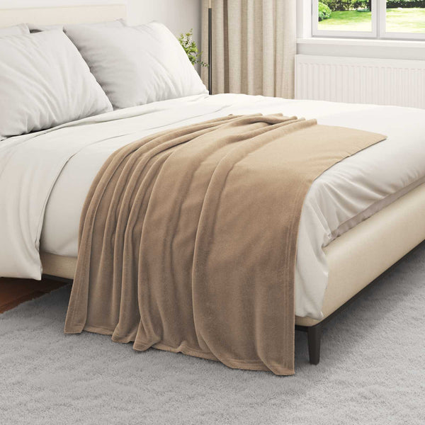 vidaXL Camel Throw Blanket 130 x 150 cm Fleece