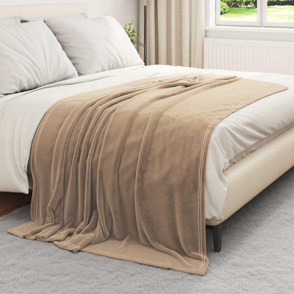 vidaXL Camel Throw Blanket 150 x 200 cm Fleece
