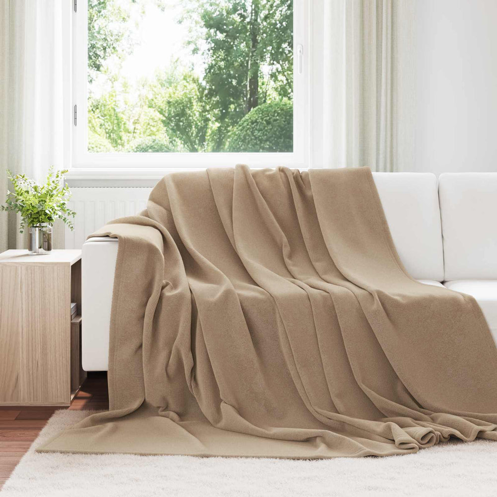 vidaXL Camel Throw Blanket 220 x 240 cm Fleece