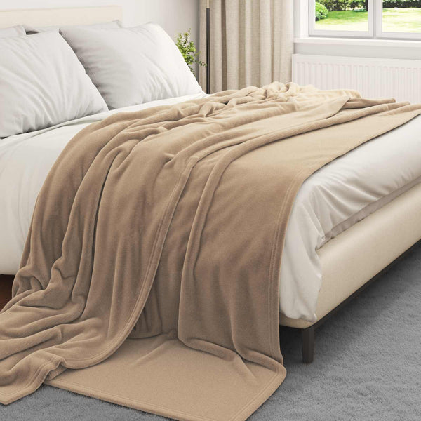 vidaXL Camel Throw Blanket 240 x 270 cm Fleece