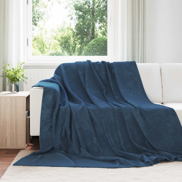vidaXL Throw Blanket Navy Blue 240 x 270 cm Fleece