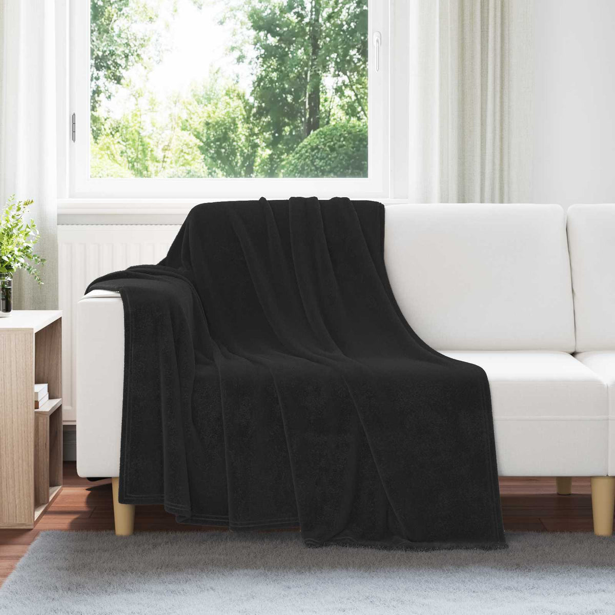 vidaXL Throw Blanket Black 150 x 200 cm Fleece