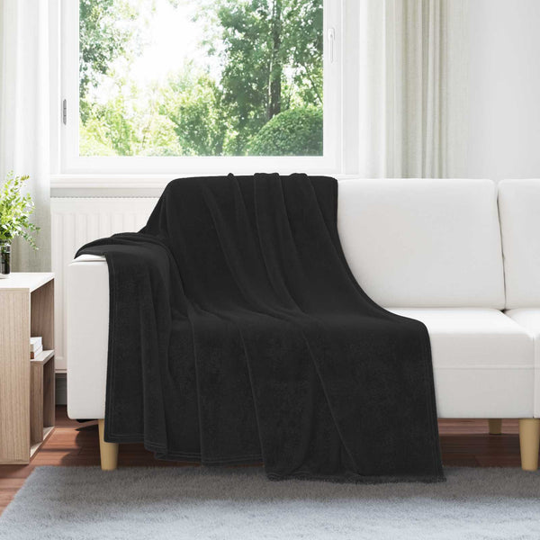 vidaXL Throw Blanket Black 150 x 200 cm Fleece