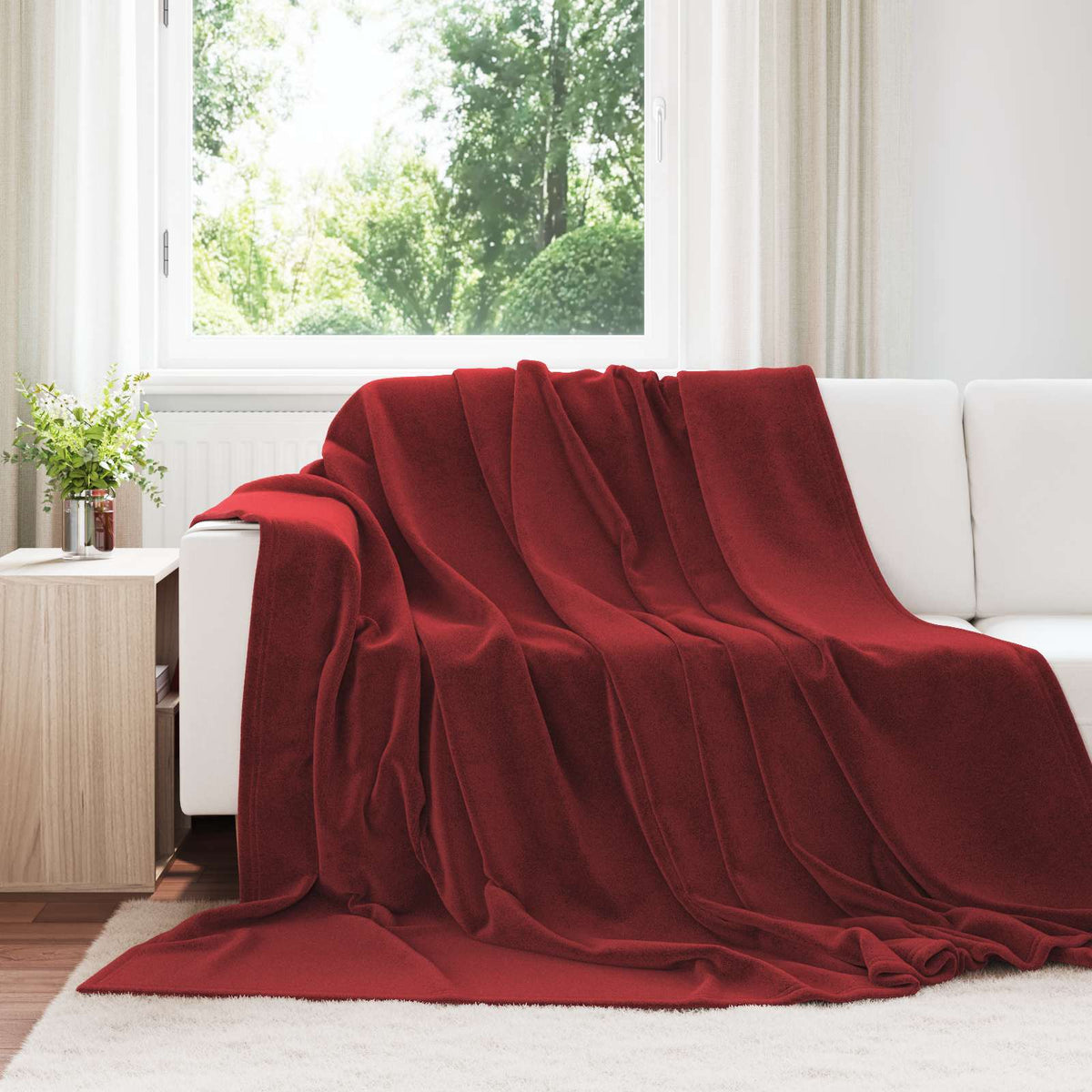 vidaXL Throw Blanket Burgundy 220 x 240 cm Fleece