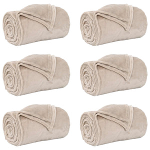 vidaXL Throws 6 pcs Beige 150 x 200 cm Fleece