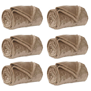 vidaXL Blankets 6 pcs Camel 220 x 240 cm Fleece