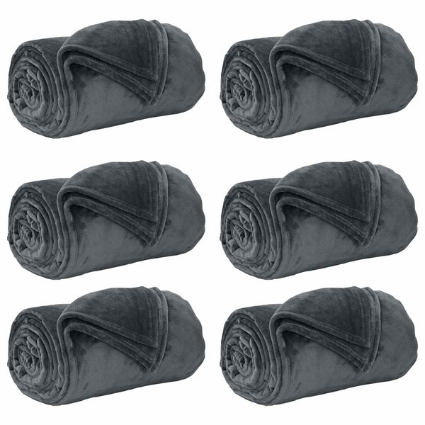 vidaXL Throws 6 pcs Dark Grey 150 x 200 cm Fleece
