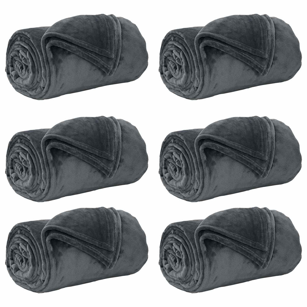 vidaXL Blankets 6 pcs Dark Grey 220 x 240 cm Fleece