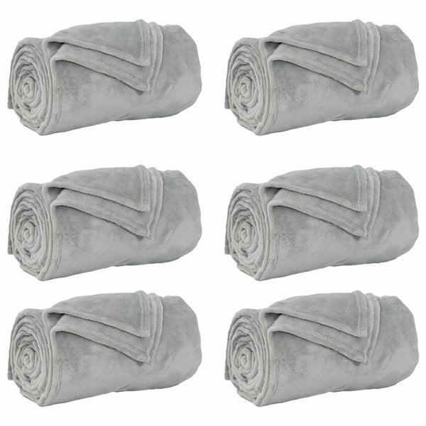 vidaXL Throws 6 pcs Grey 130 x 150 cm Fleece