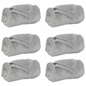 vidaXL Blankets 6 pcs Grey 150 x 200 cm Fleece