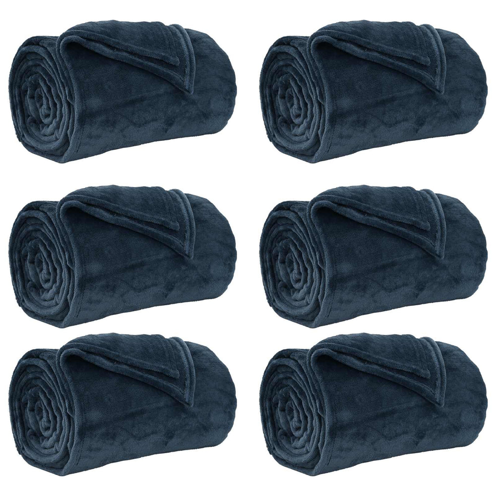 vidaXL Throws 6 pcs Navy Blue 220 x 240 cm Fleece