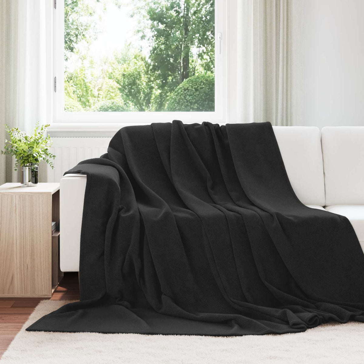 vidaXL Blankets 6 pcs Black 220 x 240 cm Fleece