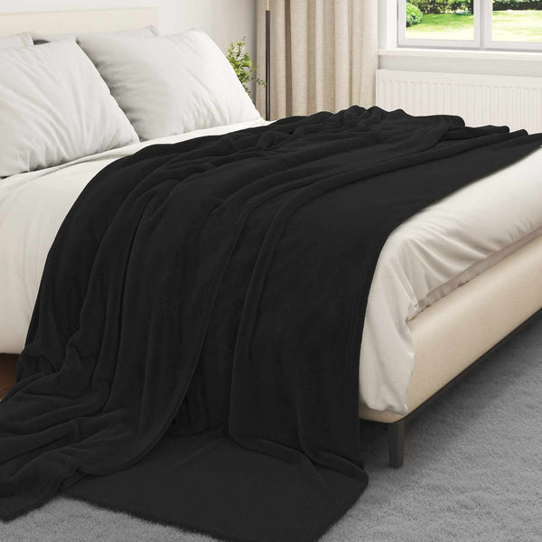 vidaXL Blankets 6 pcs Black 220 x 240 cm Fleece
