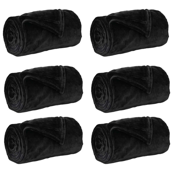 vidaXL Blankets 6 pcs Black 220 x 240 cm Fleece