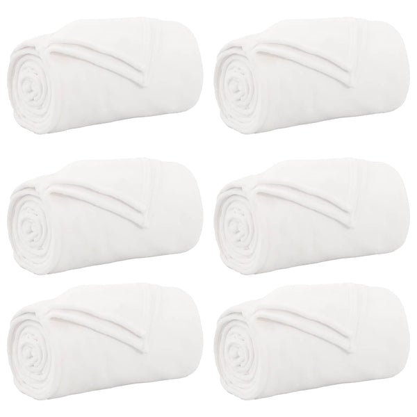 vidaXL Blankets 6 pcs White 150 x 200 cm Fleece
