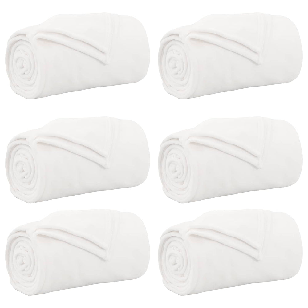 vidaXL Throw Blankets 6 pcs White 220 x 240 cm Fleece