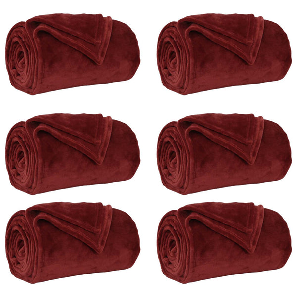 vidaXL Throws 6 pcs Bordeaux 130 x 150 cm Fleece