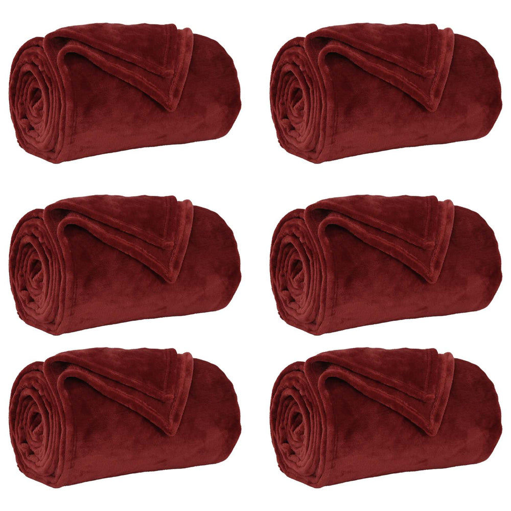 vidaXL Blankets 6 pcs Burgundy 240 x 270 cm Fleece