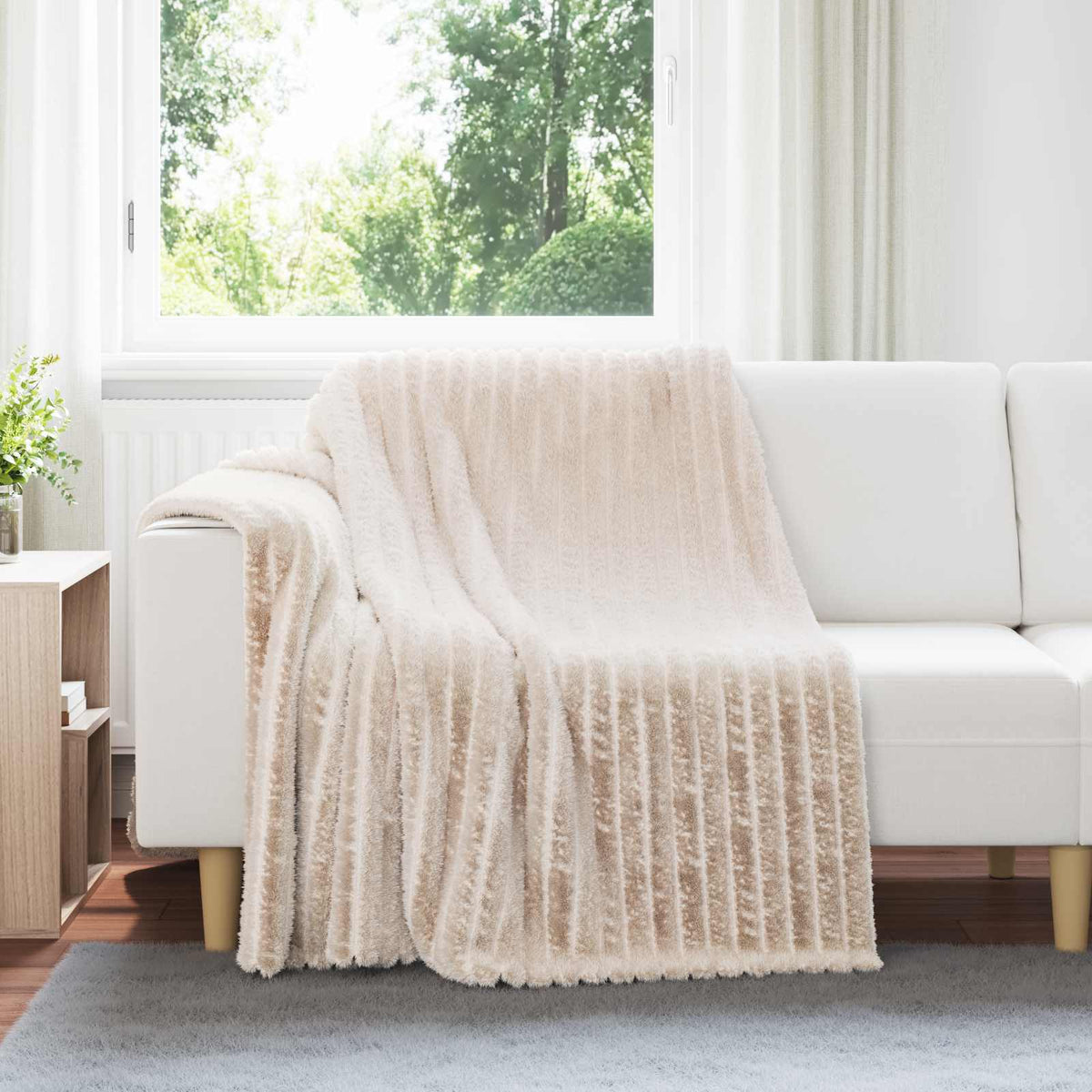 vidaXL Throw Blanket Beige 200 x 150 cm Fleece