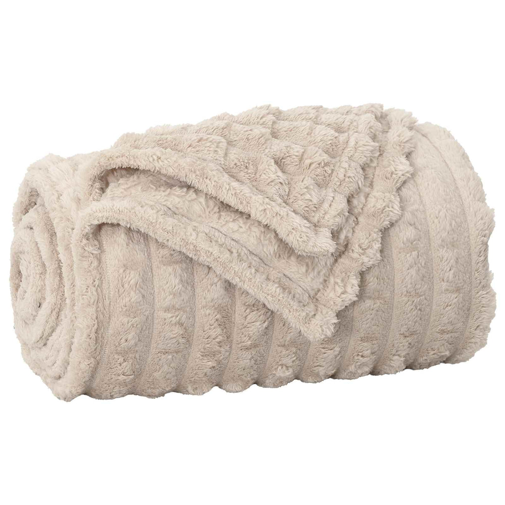 vidaXL Throw Blanket Beige 240 x 220 cm Fleece
