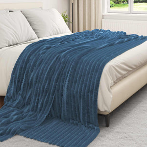 vidaXL Throw Blanket Navy Blue 270 x 240 cm Fleece