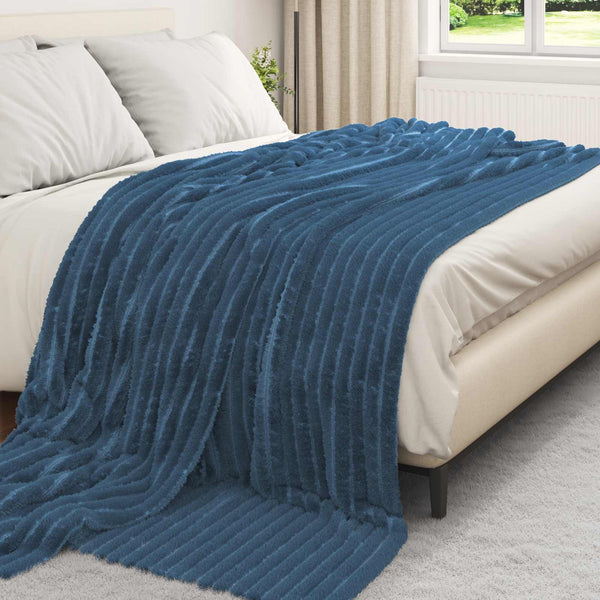 vidaXL Throw Blanket Navy Blue 270 x 240 cm Fleece
