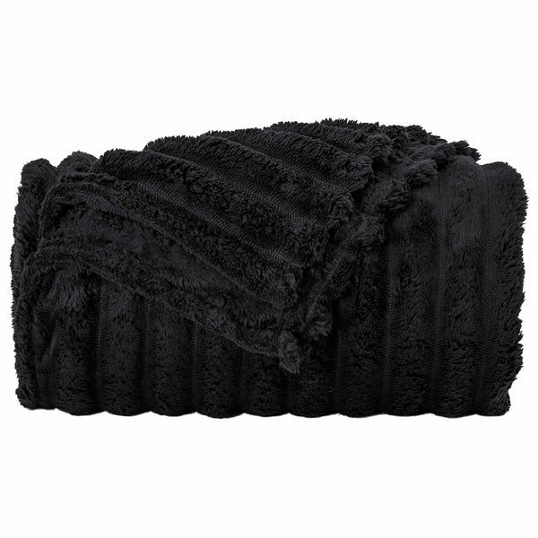 vidaXL Throw Blanket Black 150 x 130 cm Fleece