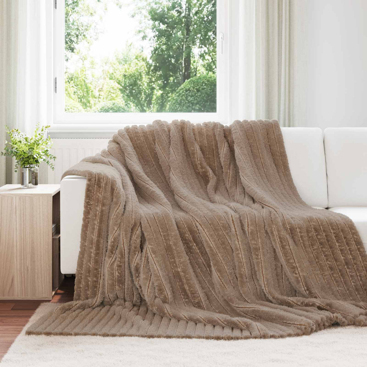 vidaXL Fleece Blankets 6 pcs Camel 240 x 220 cm