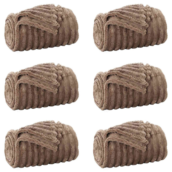 vidaXL Fleece Blankets 6 pcs Camel 240 x 220 cm