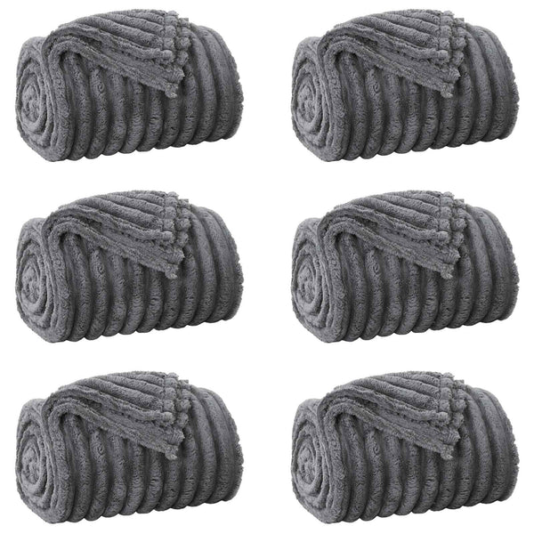 vidaXL Throw Blankets 6 pcs Dark Grey 240 x 220 cm Fleece