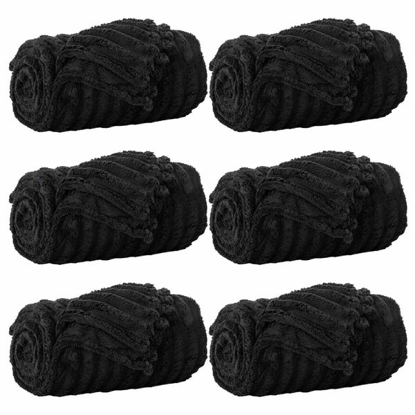 vidaXL Blankets 6 pcs Black 240 x 220 cm Fleece