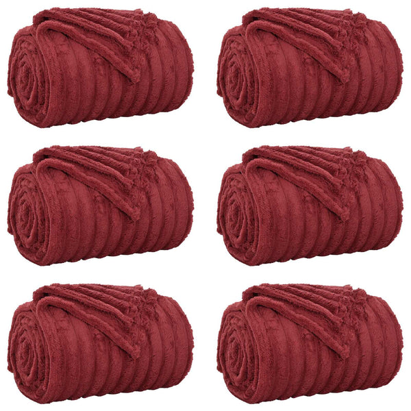 vidaXL Throws 6 pcs Burgundy 270 x 240 cm Fleece