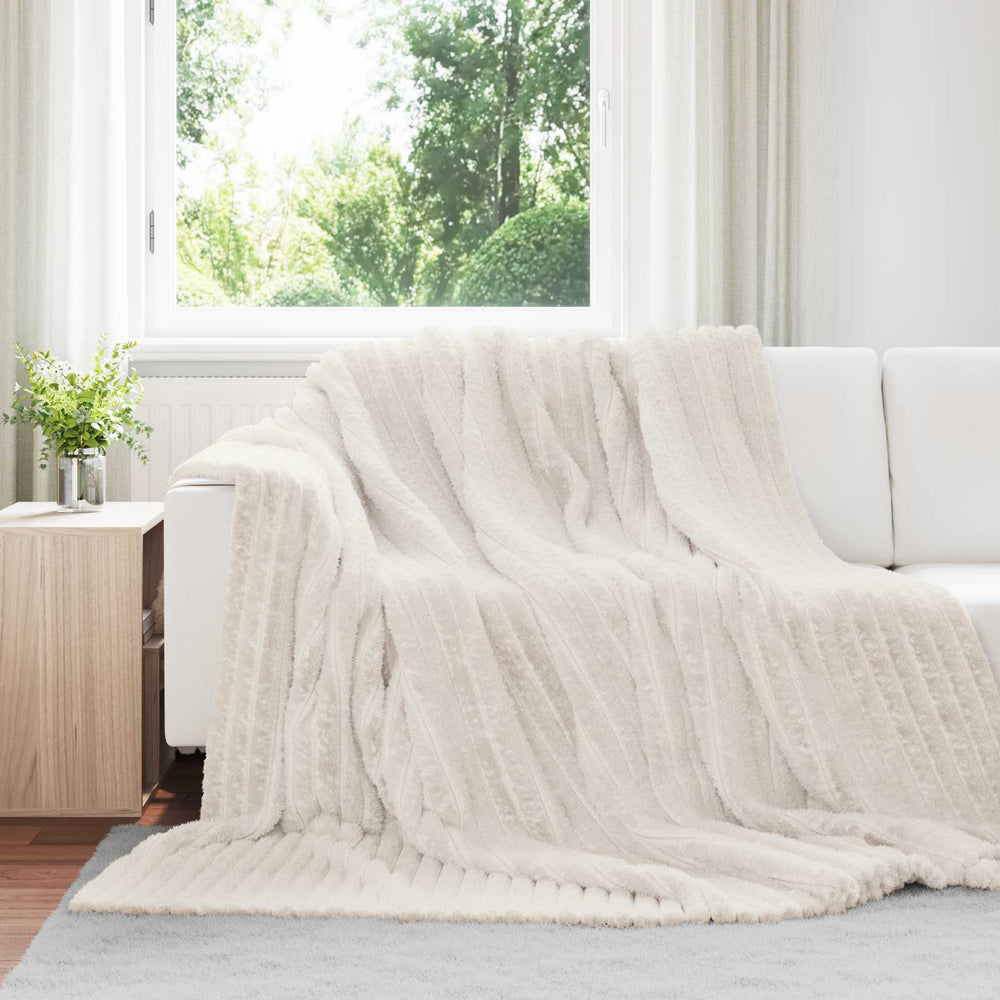 vidaXL Sofa Blankets 6 pcs Cream 240 x 220 cm Fleece