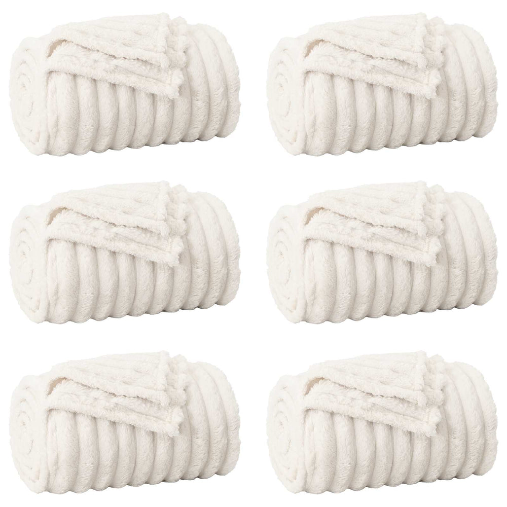 vidaXL Sofa Blankets 6 pcs Cream 240 x 220 cm Fleece