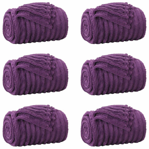vidaXL Blankets 6 pcs Purple 200 x 150 cm Fleece