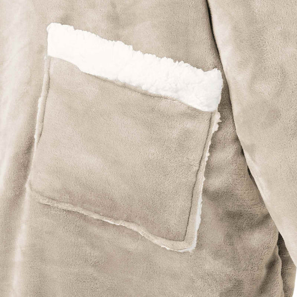 vidaXL Blanket Hoodie Beige M Fleece and Flannel