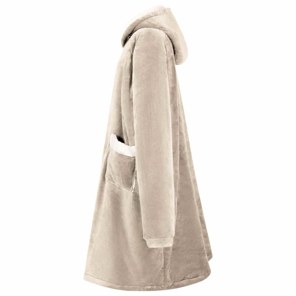 vidaXL Blanket Hoodie Beige M Fleece and Flannel