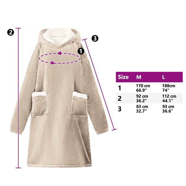 vidaXL Blanket Hoodie Beige M Fleece and Flannel