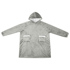 vidaXL Blanket Hoodie Grey L Fleece and Flannel