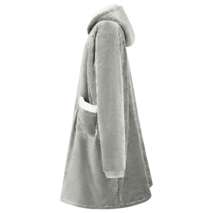 vidaXL Blanket Hoodie Grey L Fleece and Flannel