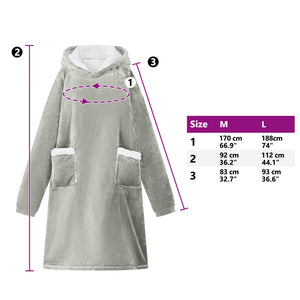 vidaXL Blanket Hoodie Grey L Fleece and Flannel