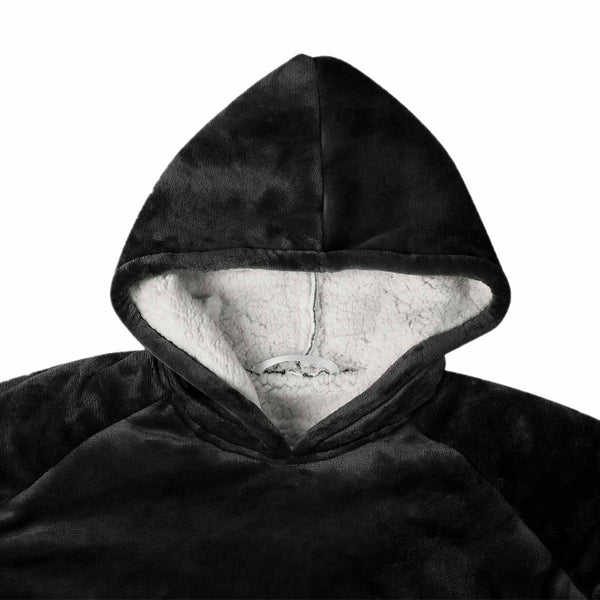 vidaXL Blanket Hoodie Black L Fleece and Flannel