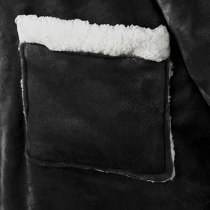 vidaXL Blanket Hoodie Black L Fleece and Flannel