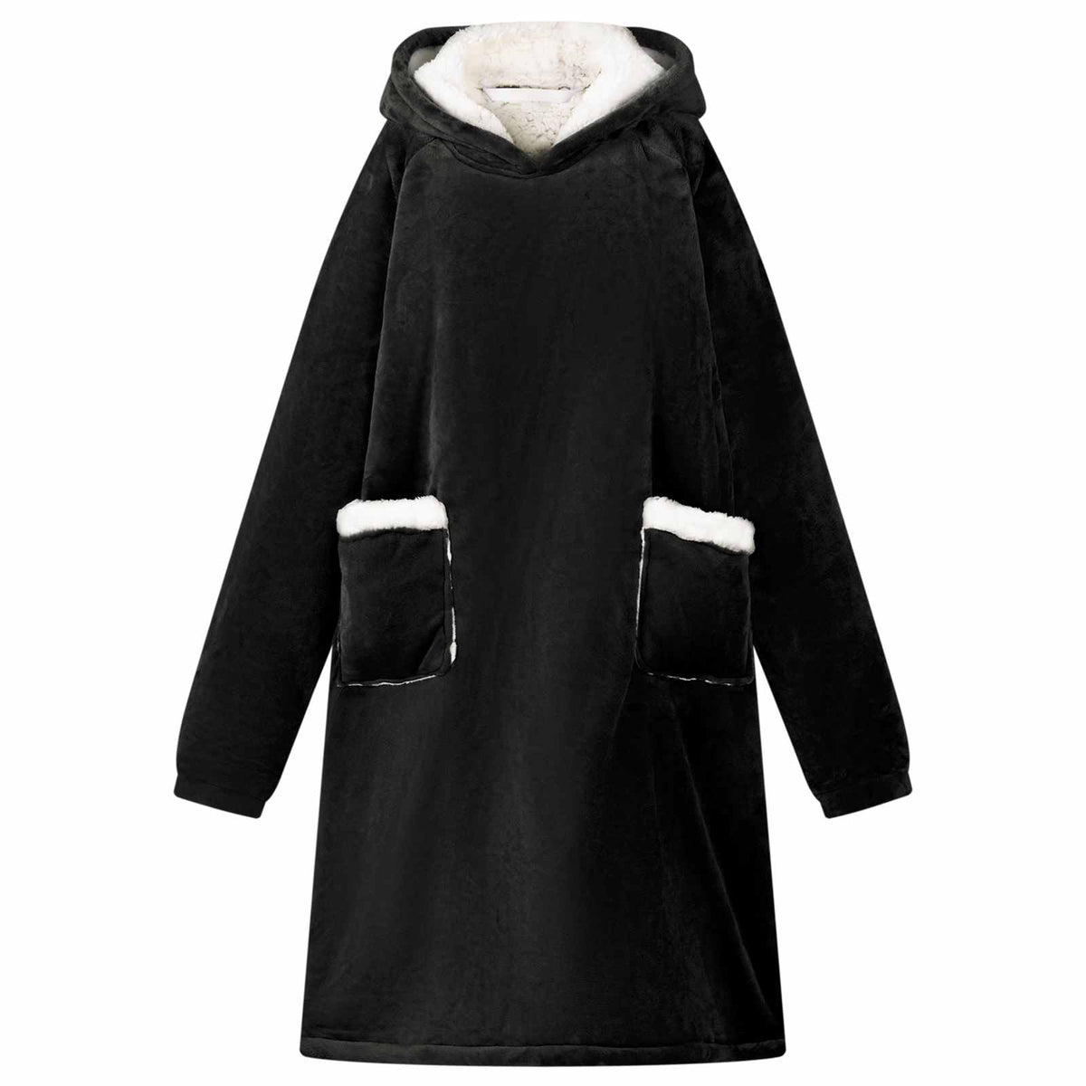 vidaXL Blanket Hoodie Black L Fleece and Flannel