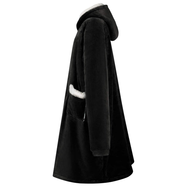 vidaXL Blanket Hoodie Black L Fleece and Flannel