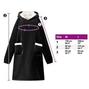 vidaXL Blanket Hoodie Black L Fleece and Flannel