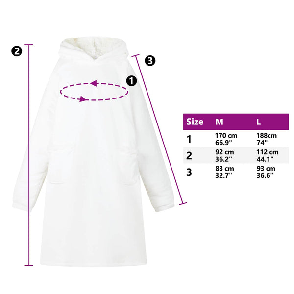 vidaXL Blanket Hoodie White M Fleece and Flannel