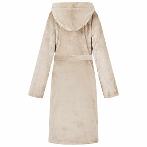 Beige Flanell Hoodie Bademantel - XL